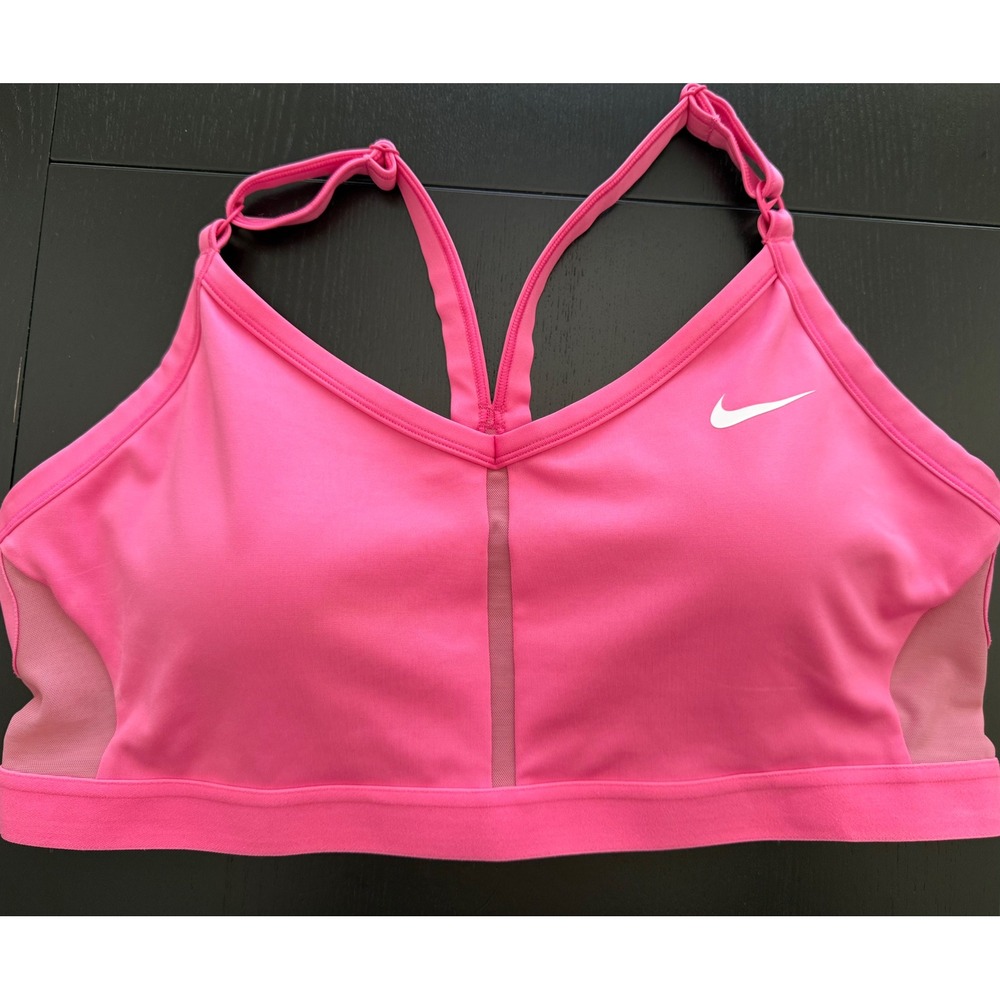 Nike Dri-FIT Padded Racerback Sports Bra Women 1X Pink Adjustable Straps Running